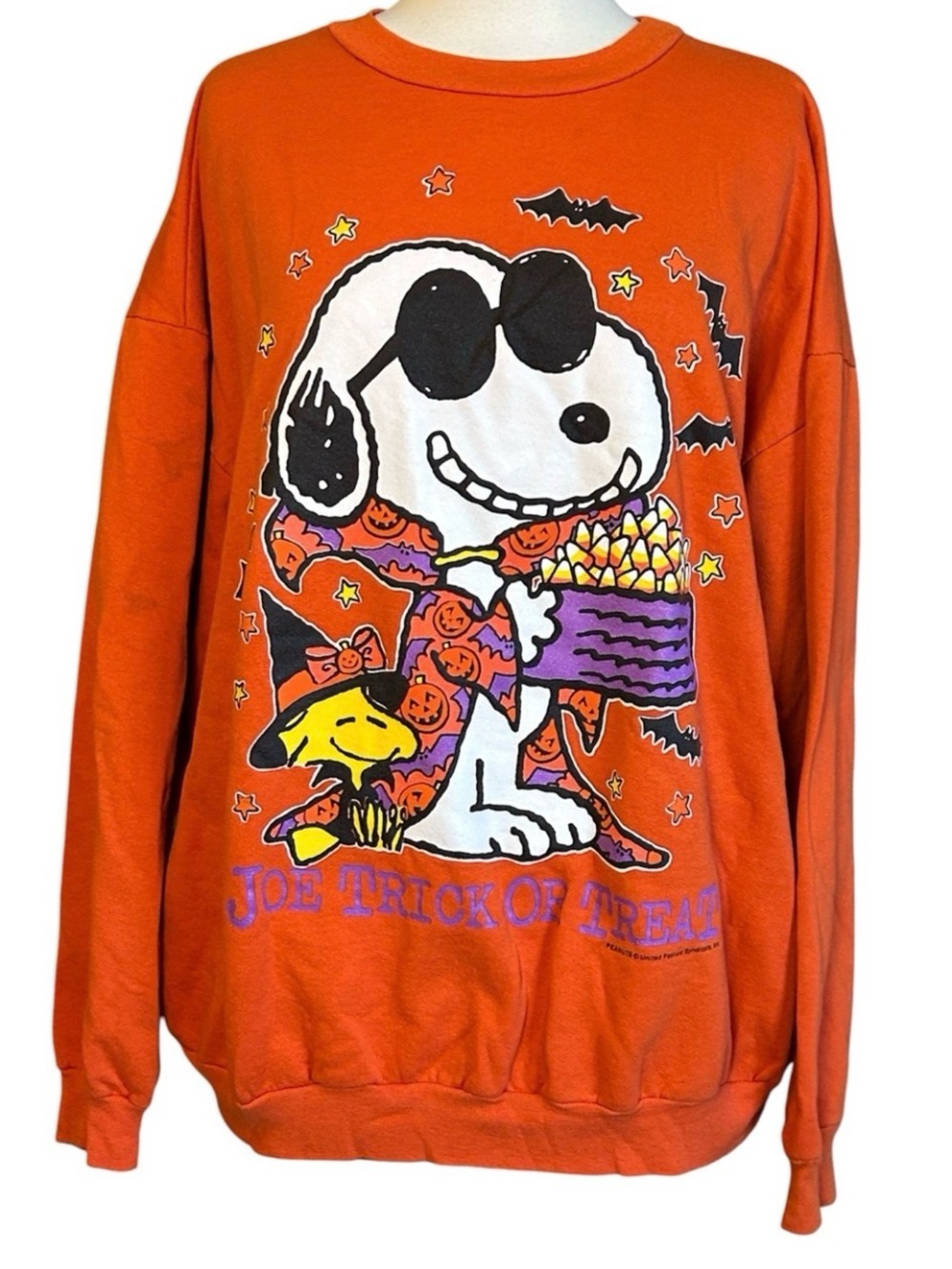 Vintage Peanuts Snoopy Joe Cool Trick Or Treat Halloween Sweatshirt Mens size XL - Picture 13 of 13